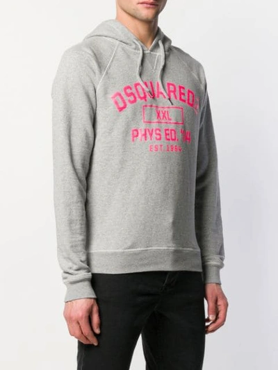 Shop Dsquared2 Xxl Phys Ed '64 Printed Hoodie In Grey