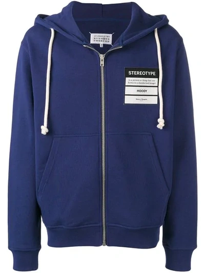 Shop Maison Margiela Stereotype Patch Hoodie In Blue