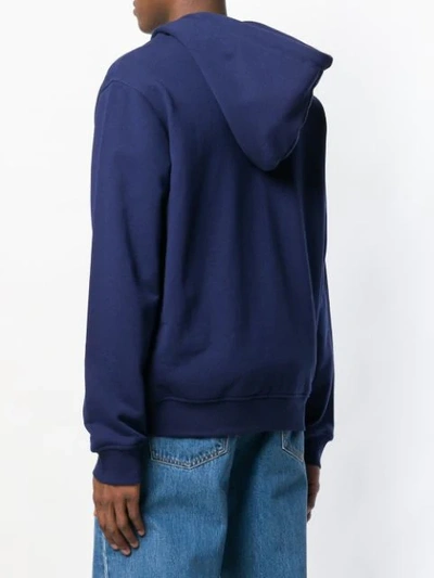 Shop Maison Margiela Stereotype Patch Hoodie In Blue