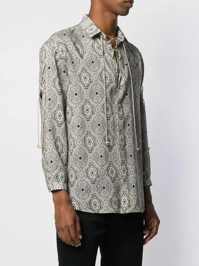 Shop Saint Laurent Jacquard Print Shirt In Neutrals