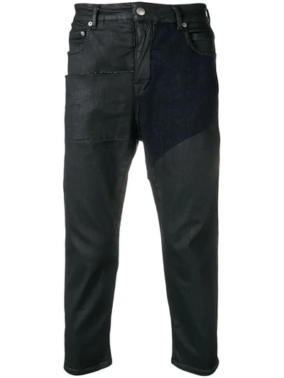 RICK OWENS PANELLED CROPPED JEANS - 黑色