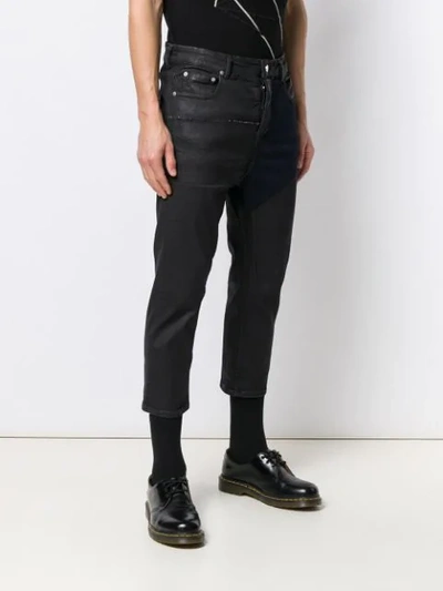 Shop Rick Owens Panelled Cropped Jeans In Black