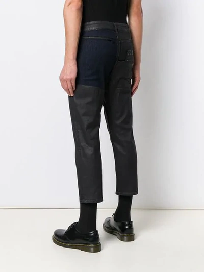 RICK OWENS PANELLED CROPPED JEANS - 黑色