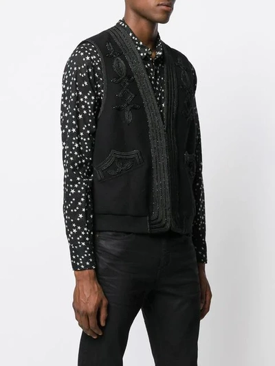 Shop Saint Laurent Embroidered Vest In Black