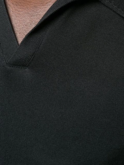 Shop John Smedley Open-collar Polo Shirt In Black