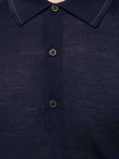 Shop Lanvin Fine Knit Polo Shirt In Blue