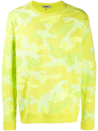 Shop Valentino Camouflage Printed Sweatshirt In Yellow