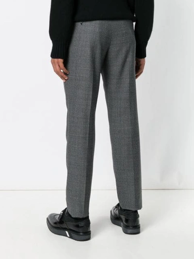 Shop Prada Houndstooth Straight Leg Trousers In Grey