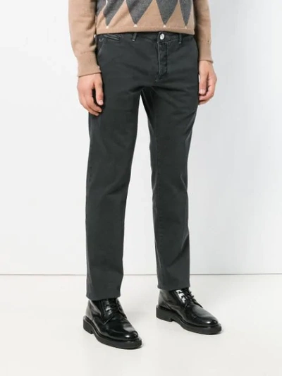 Shop Jacob Cohen Academy Straight Leg Stretch Trousers In Black