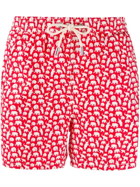 Mc2 Saint Barth Elephant Print Swim Shorts - Red | ModeSens
