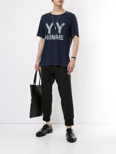 Pre-owned Yohji Yamamoto Yy Home Print T-shirt In Blue