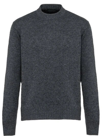 Shop Prada Crew-neck Sweater In F0h16 Slate Gray/black