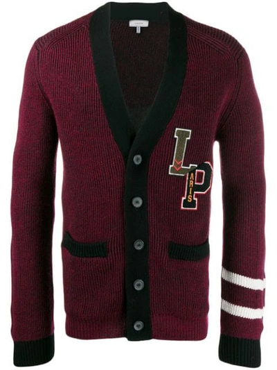 Shop Lanvin Ribbed College Cardigan In Red