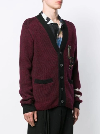 Shop Lanvin Ribbed College Cardigan In Red