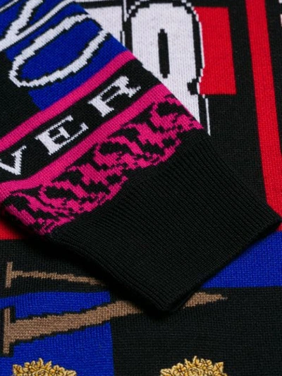 Shop Versace Intarsia-knit Jumper In Black