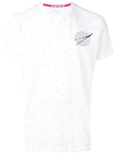 Shop Alpha Industries Nasa Star Print T-shirt In White