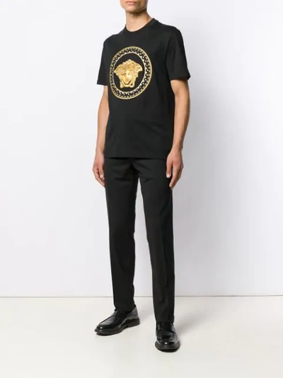 Shop Versace Embroidered Medusa T-shirt In Black