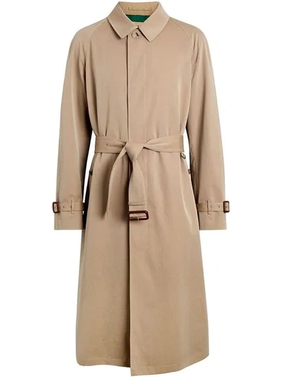 Burberry Archive-print-lined Tropical Gabardine Car Coat In A1420 Camel |  ModeSens