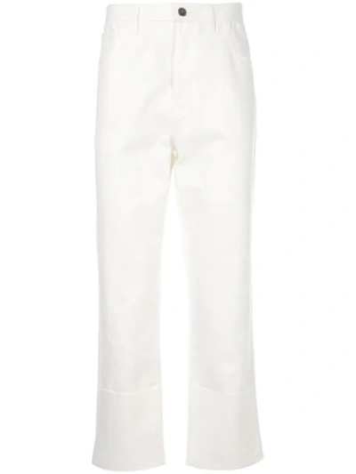 Shop Raf Simons Printed Rear Patch Trousers In White