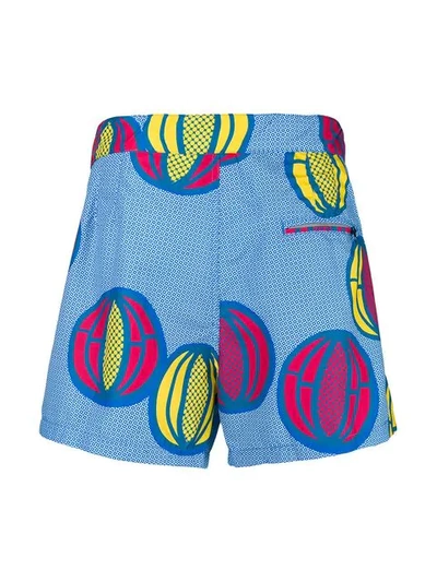 Shop Okun Patrice Melon Print Swim Shorts In Blue