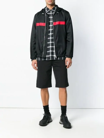 Shop Givenchy Stripe Detail Hooded Jacket In Black