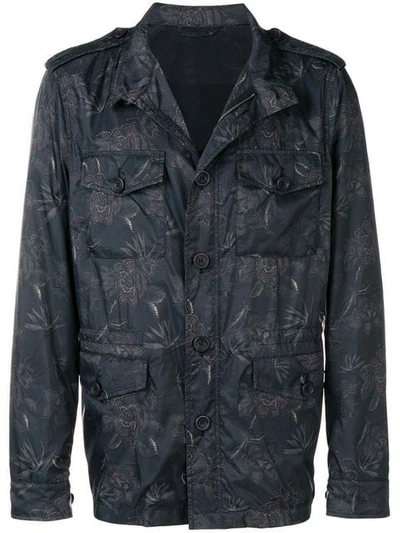 Shop Etro Floral Print Windbreaker Jacket In Black