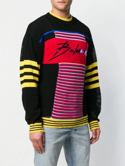 Shop Balmain Mesh Mix Knitted Sweatshirt In Aaa Multicolore