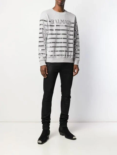 Shop Balmain Mirror Application Sweatshirt In Grey