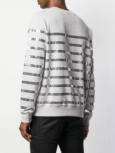 Shop Balmain Mirror Application Sweatshirt In Grey