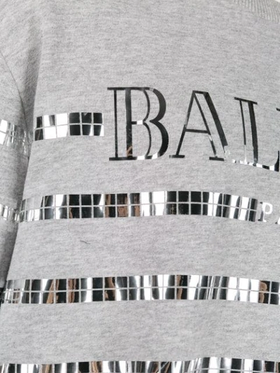 Shop Balmain Mirror Application Sweatshirt In Grey