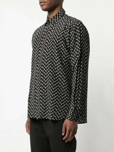 Shop Saint Laurent Triangle Print Silk Shirt In Black