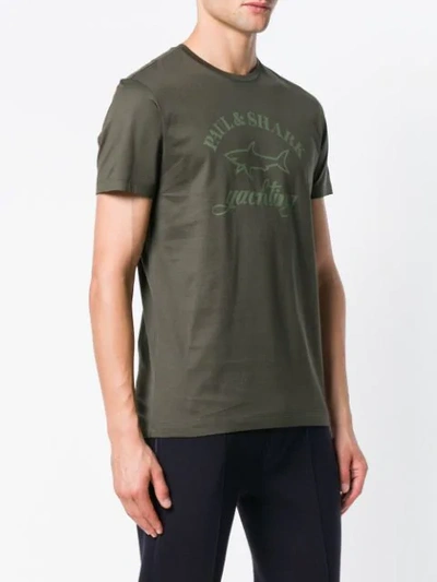 Shop Paul & Shark Logo Print T In Green