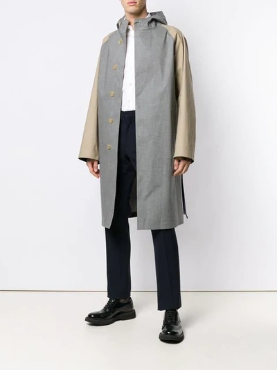 Shop Mackintosh Colour-block Raincoat In Grey