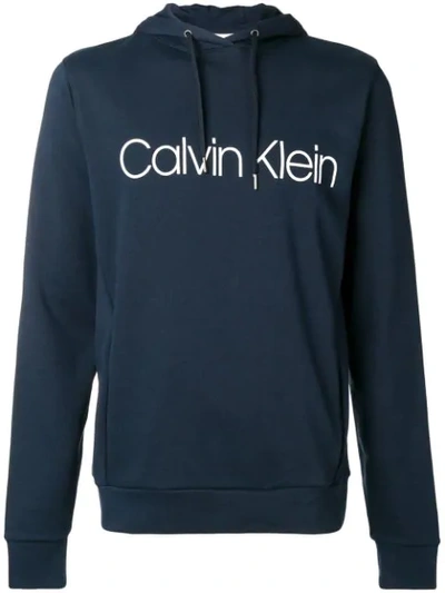 Shop Calvin Klein Jeans Est.1978 Logo Print Hoodie In Blue