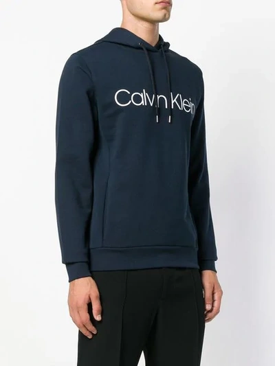 Shop Calvin Klein Jeans Est.1978 Logo Print Hoodie In Blue