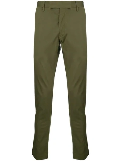 Shop Polo Ralph Lauren Flat Front Trousers In Green