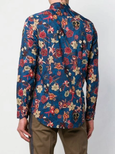 Shop Etro Flower Print Shirt In Blue