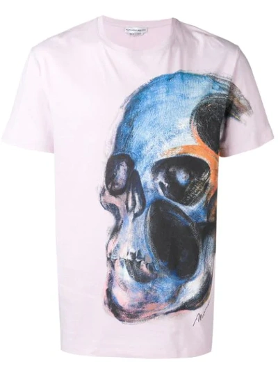 Shop Alexander Mcqueen Painted Skull T-shirt In Pink