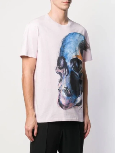 Shop Alexander Mcqueen Painted Skull T-shirt In Pink