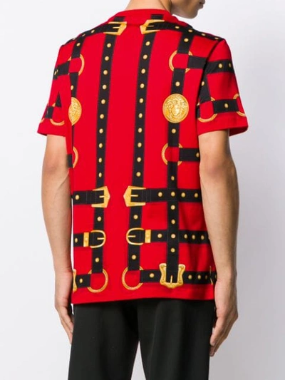 VERSACE MEDUSA BELT-PRINT T-SHIRT - 红色