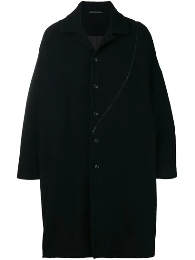 Shop Yohji Yamamoto Side Zipped Coat - Black