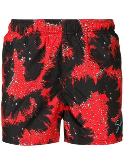 Shop Givenchy Abstract Pattern Swim Shorts In Black