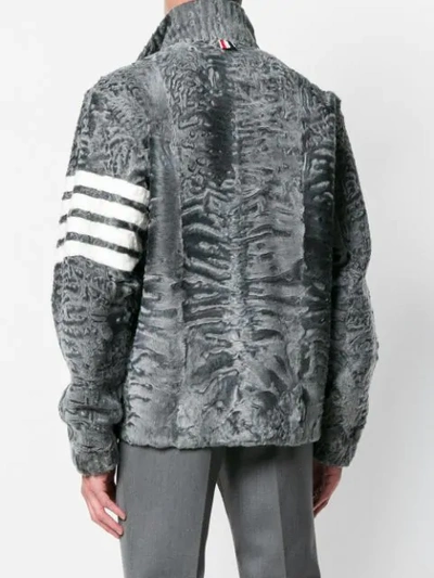 Shop Thom Browne 4-bar Intarsia Textured Jacket In Grey