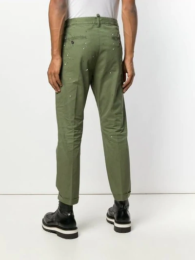 Shop Dsquared2 Logo Patch Chinos In Green