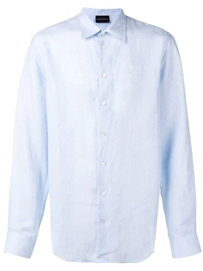 Shop Emporio Armani Classic Button Up Shirt In Blue