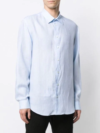 Shop Emporio Armani Classic Button Up Shirt In Blue