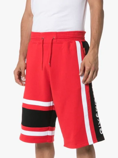 Shop Givenchy Basketball Style Logo Shorts - Red