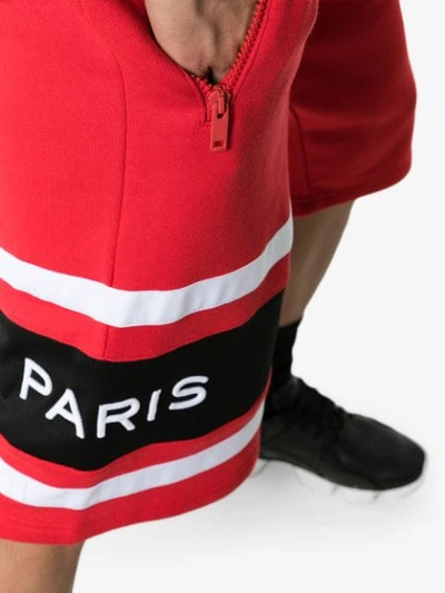 Shop Givenchy Basketball Style Logo Shorts - Red