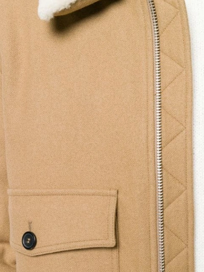 Shop Ami Alexandre Mattiussi Shearling Collar Zipped Jacket In Neutrals