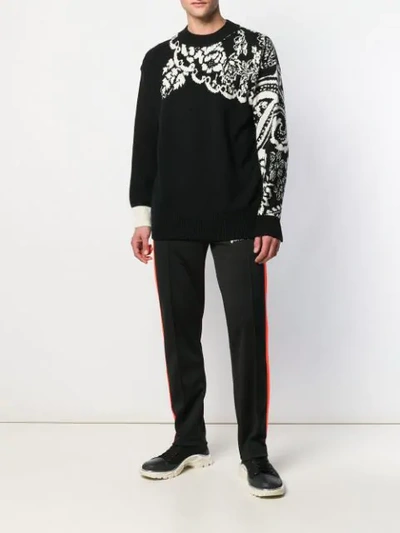 SACAI FLORAL KNIT SWEATER - 黑色